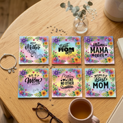 Personalised Best Mom Ever – Square Coaster Set (6 Pieces)