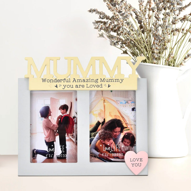 Mummy Love Life Double Photo Frame - 4" x 6"