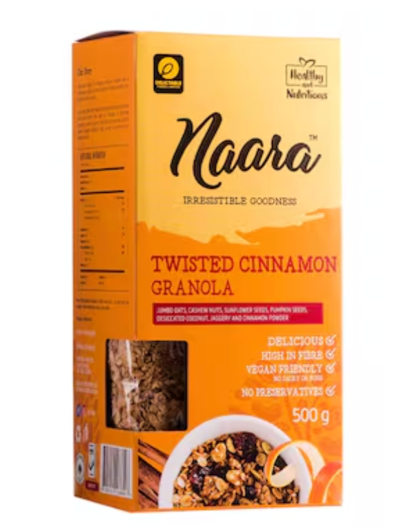 Naara Twisted Cinnamon Granola – 500 g Oats, Nuts & Seeds Crunch