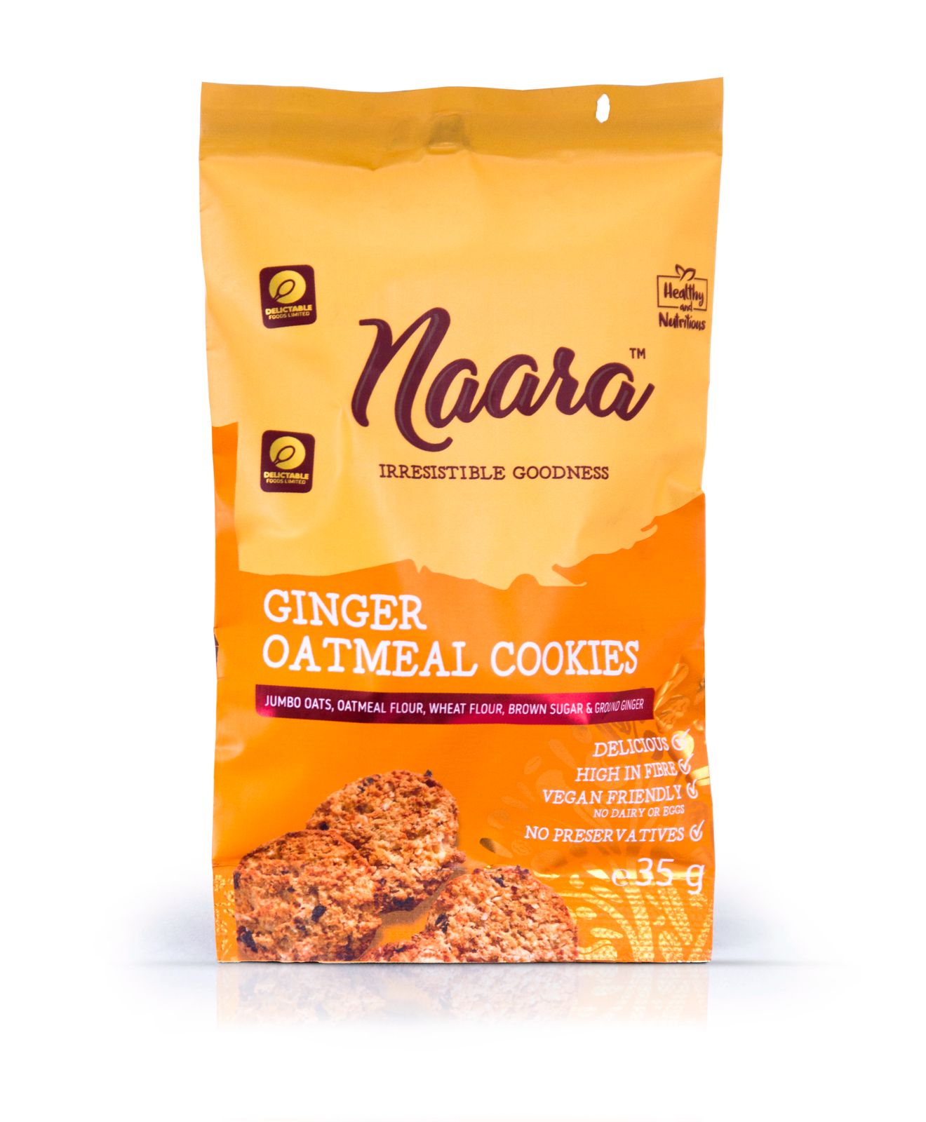 Naara Ginger Oatmeal Cookies 35g