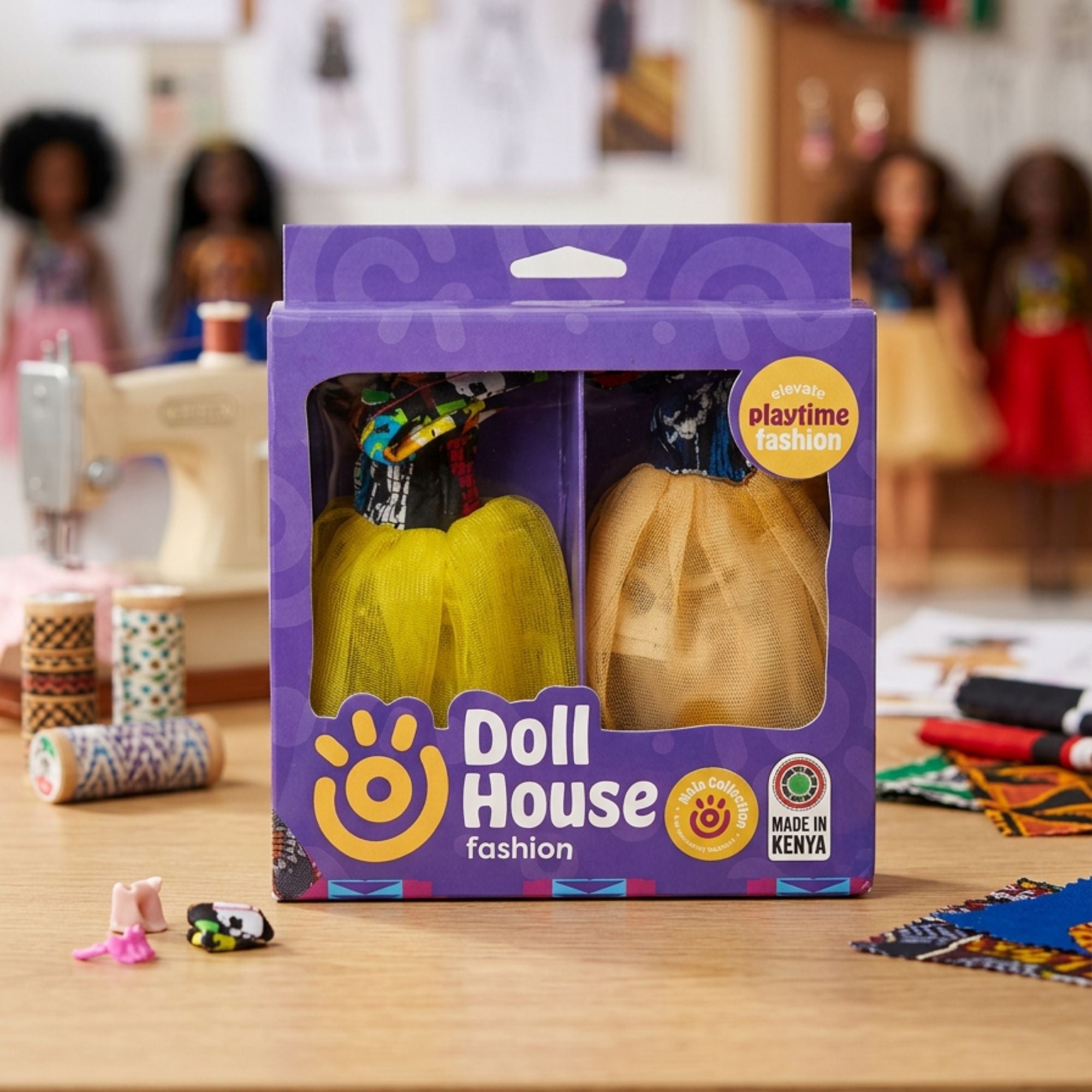 Nala Ankara & Mesh Doll Dress with Hair Accessories – 11.5-Inch Doll Outfit Set
