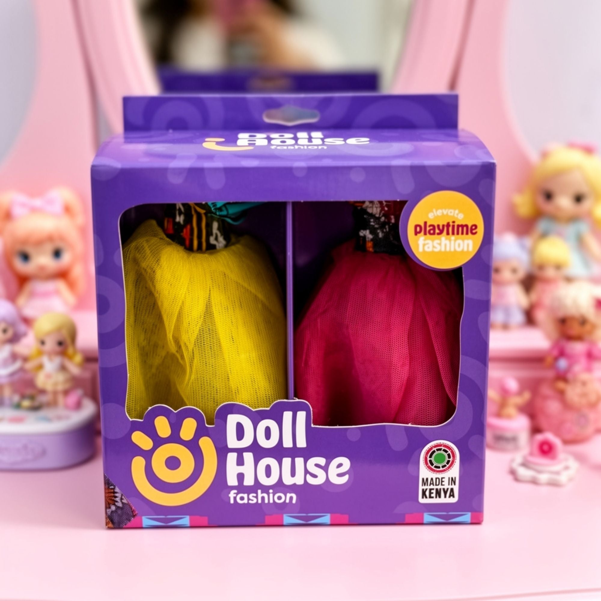 Nala Ankara & Mesh Doll Dress with Hair Accessories – 11.5-Inch Doll Outfit Set