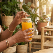 Okiyo Natsu Glass & Bamboo Tumbler & Straw - 500ml