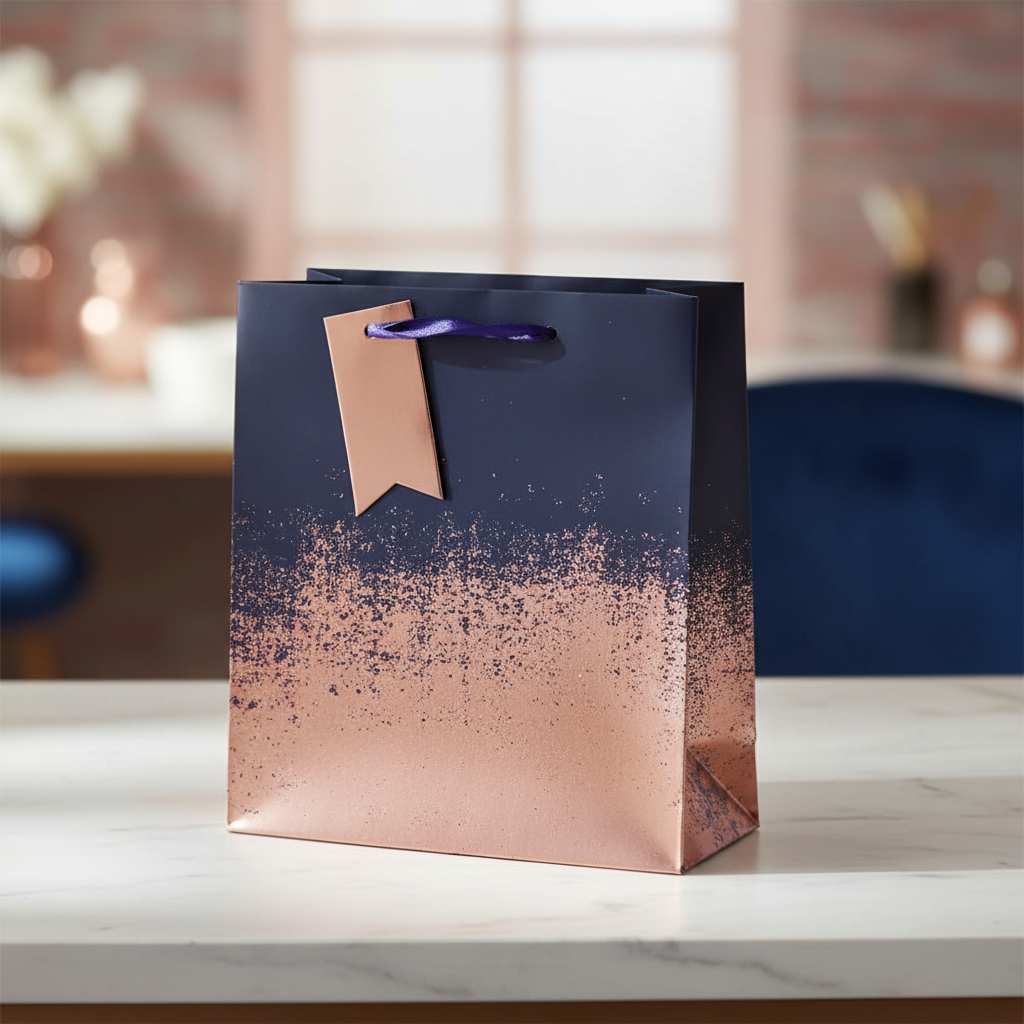 Navy & Copper Distressed Gift Bag – Luxury Gift Bag Collection