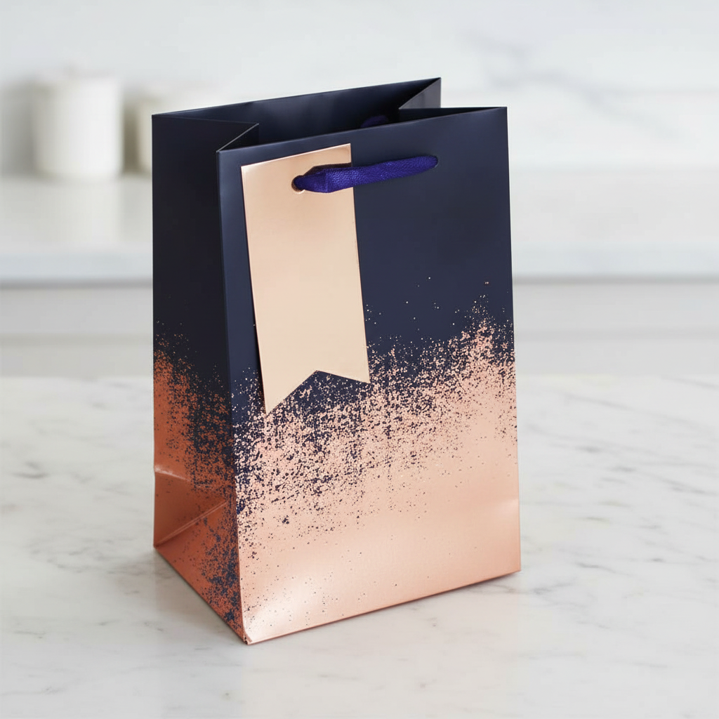 Navy & Copper Distressed Gift Bag – Luxury Gift Bag Collection