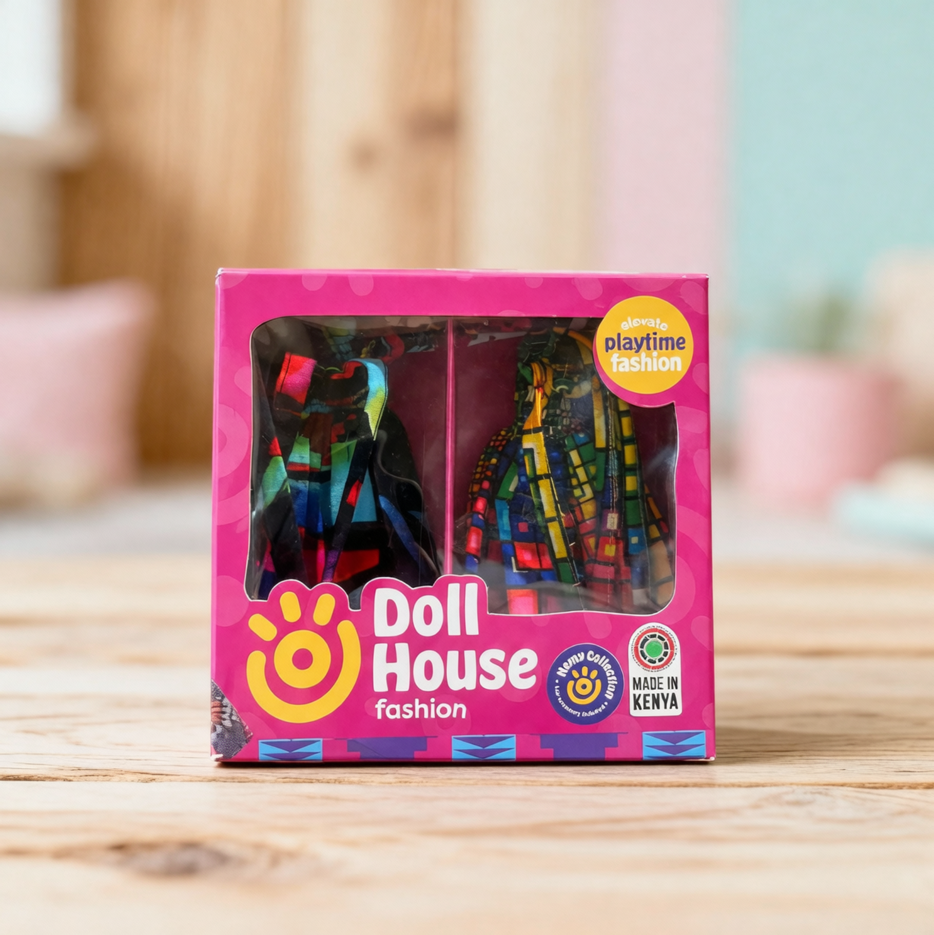 Nemy Cotton African Print Doll Dress & Accessories – 11.5-Inch Doll Outfit