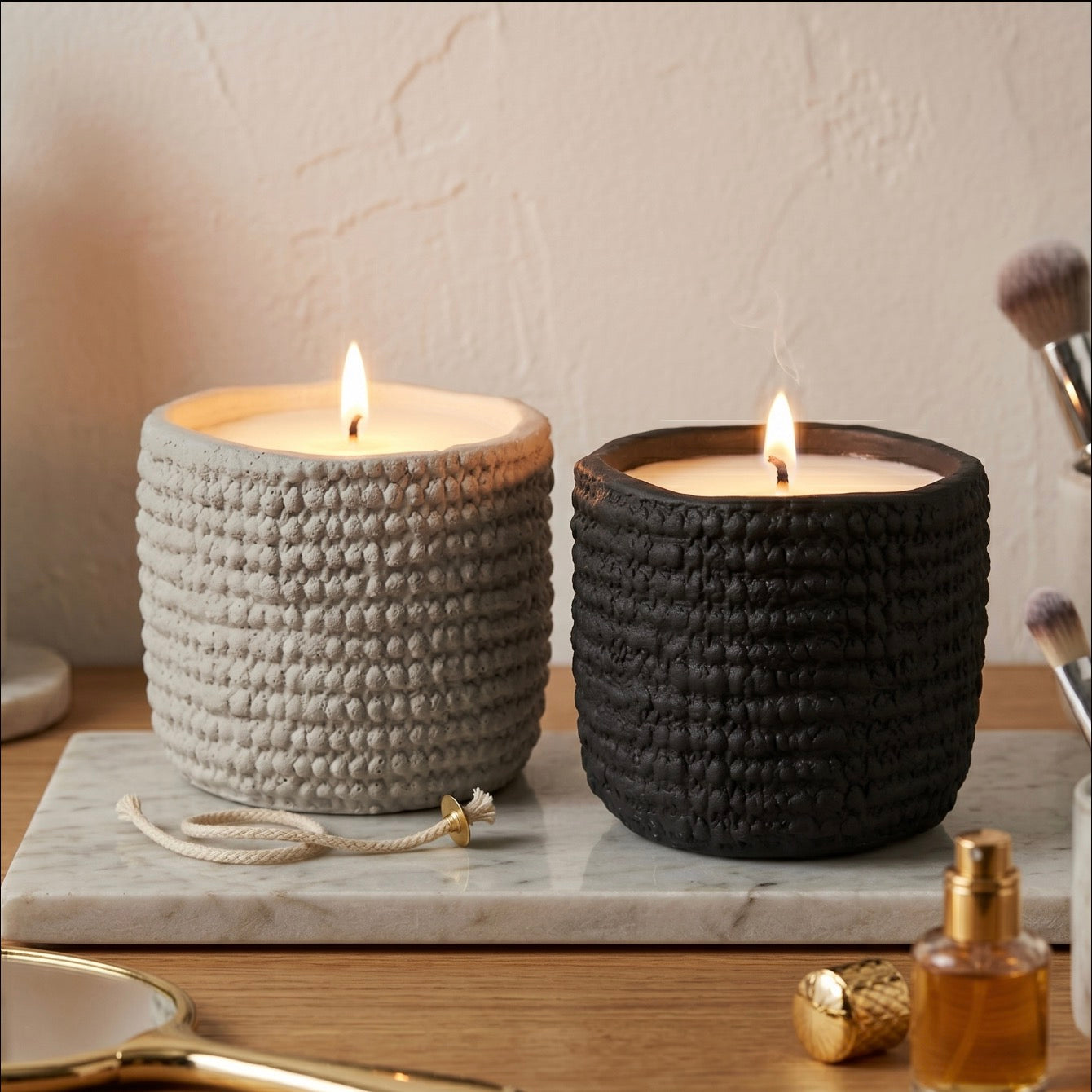 Nordic Concrete Scented Candle – 400g Large Minimalist Candle (8.3cm x 10cm)
