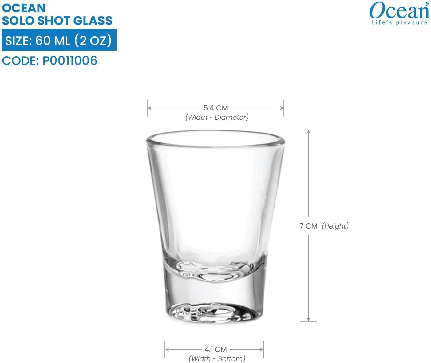 Clear premium shot glass by Ocean Measurement