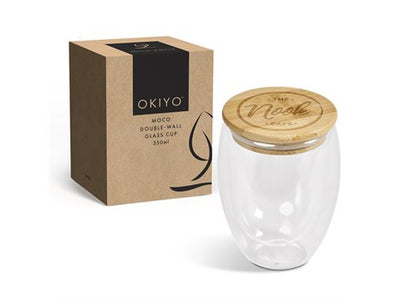 Personalised Okiyo Moco Double-Wall Glass Cup - 350ml