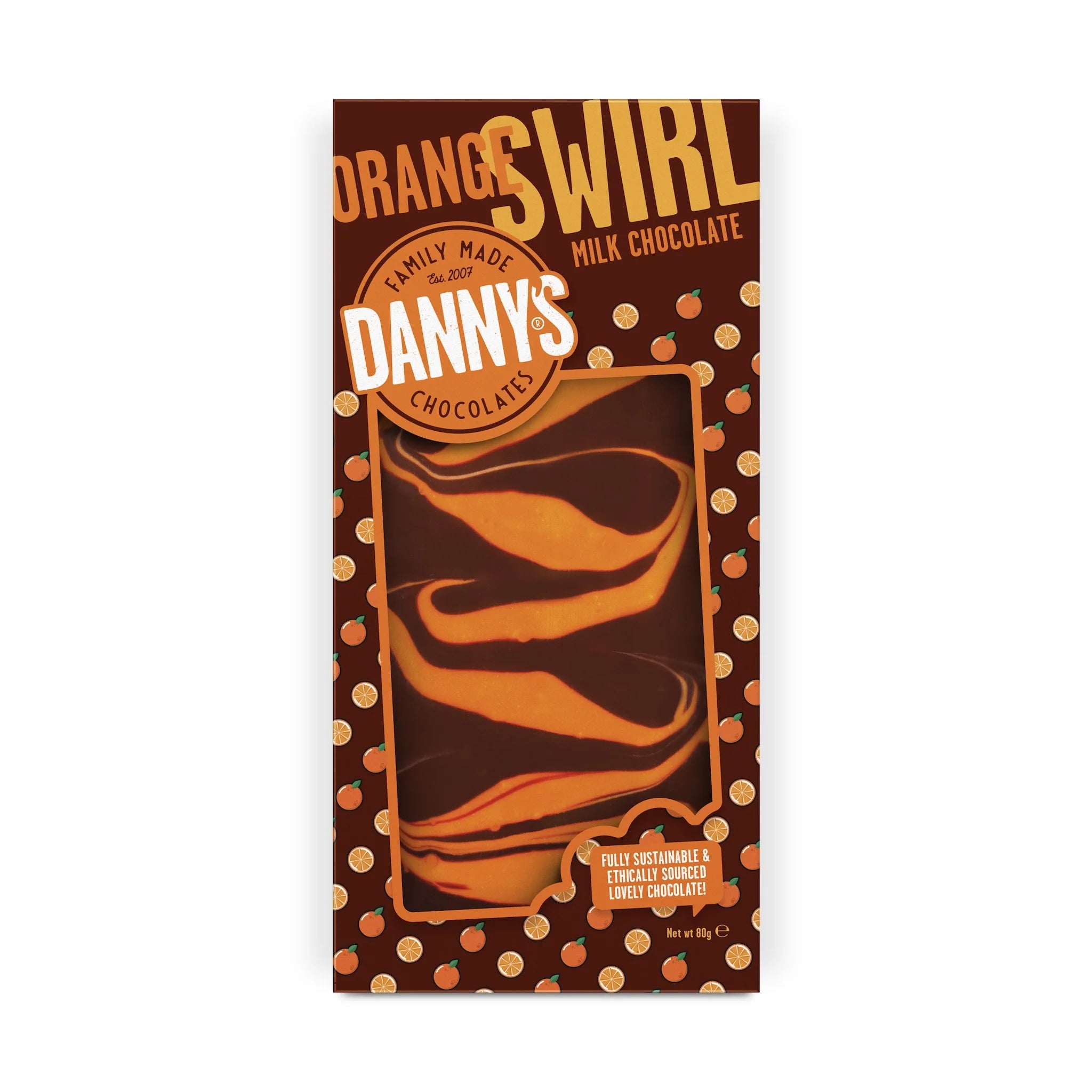 Danny’s Orange Swirl Milk Chocolate Bar (80g)