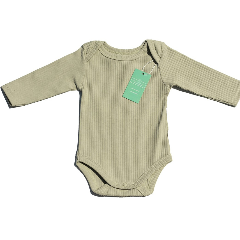 Organic Cotton Long-Sleeved Ribbed Baby Bodysuit