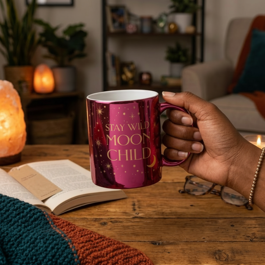 Stay Wild Moon Child 11 oz Electroplated Ceramic Mug – Metallic Finish Coffee Cup