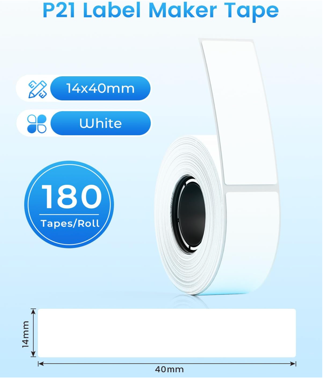P21 label maker tape 14x40mm white
