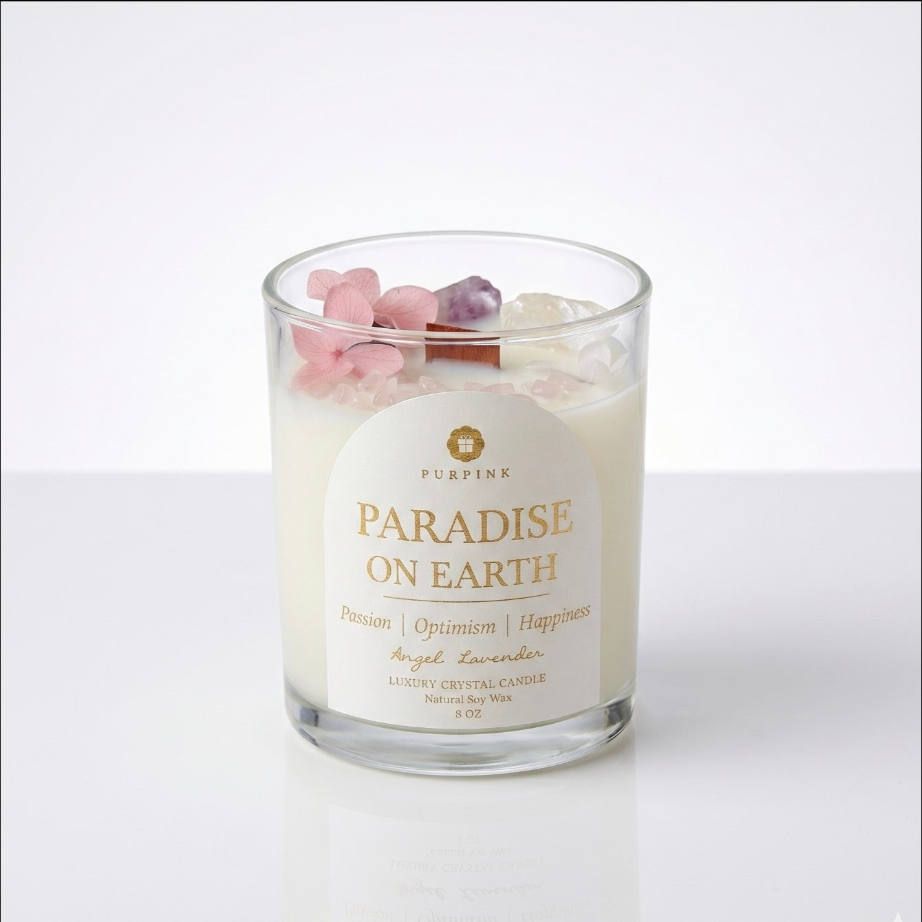 Paradise on Earth Luxury Crystal Candle – 227g Angel Lavender Scented Candle Jar
