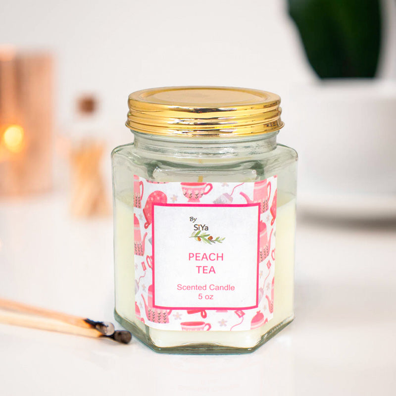Peach Tea Hexagonal Glass Jar Candle 5 oz