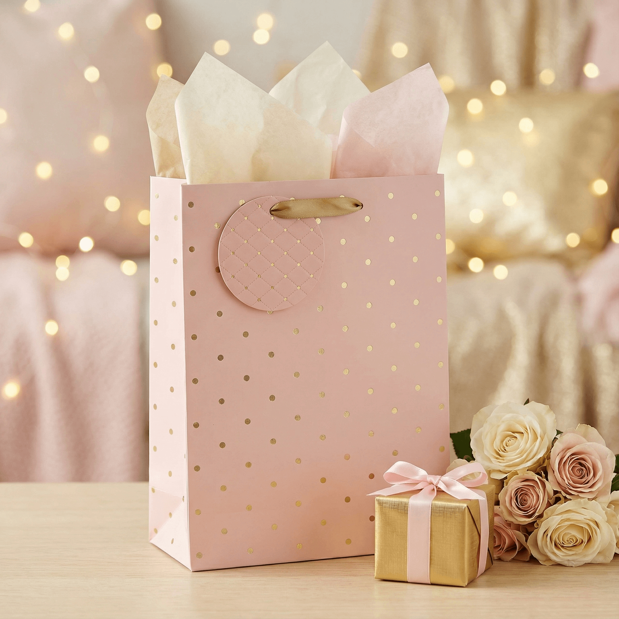 Pink Criss-Cross Medium Gift Bag