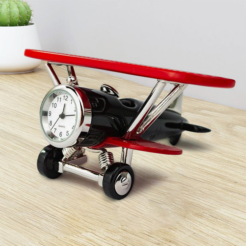 Widdop Miniature Bi Plane Clock - Red & Black