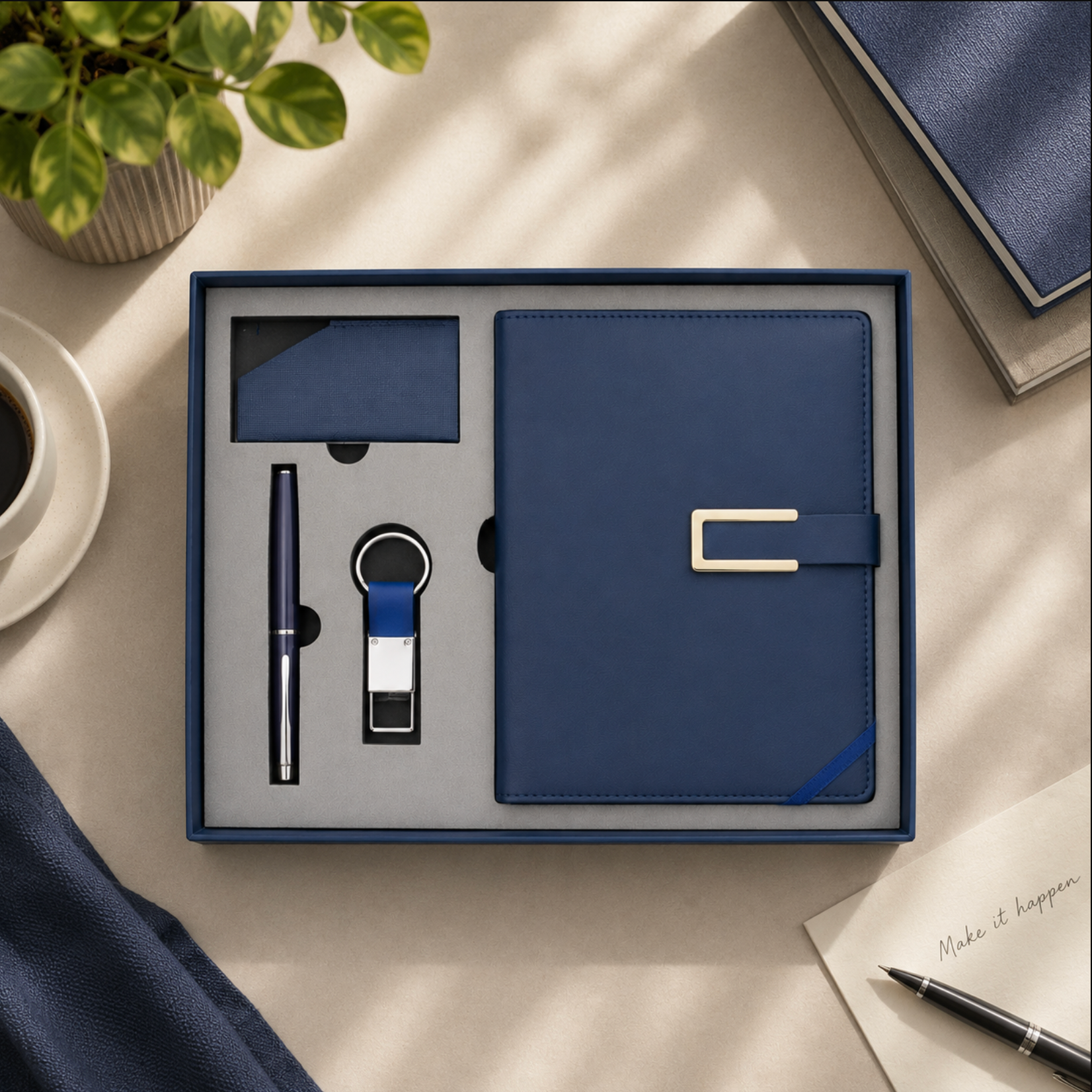 Notebook Gift Set – A5 Notebook & Accessories 6-Piece Set Black & Blue
