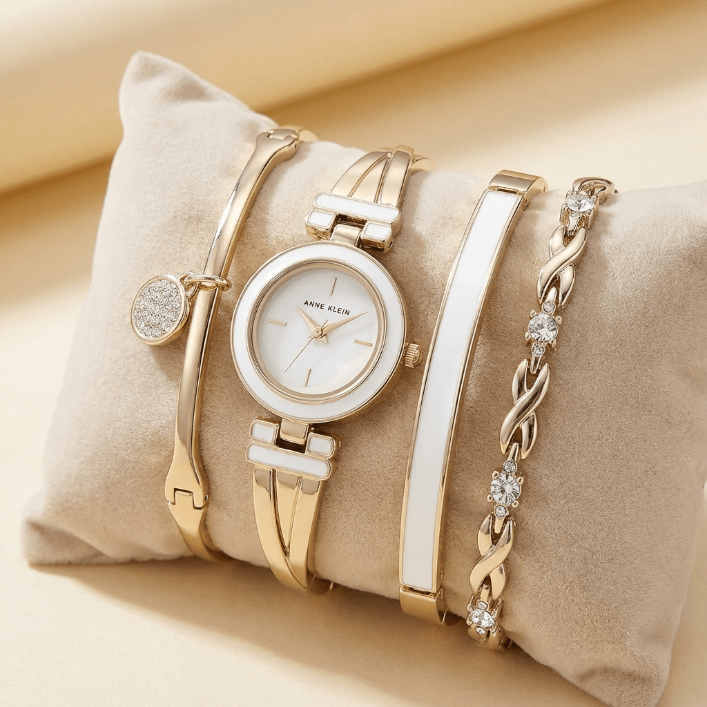 Anne Klein Elegant Time & Sparkle Bracelet Watch Gift Set