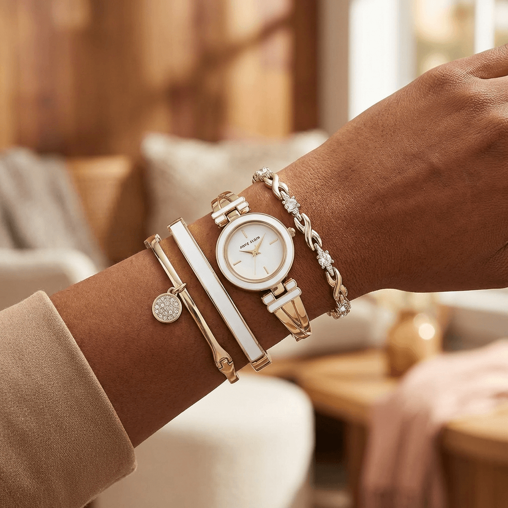 Anne Klein Elegant Time & Sparkle Bracelet Watch Gift Set