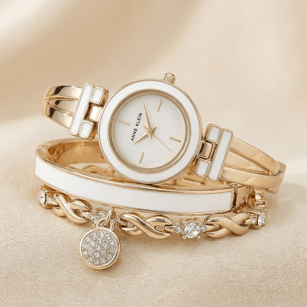 Anne Klein Elegant Time & Sparkle Bracelet Watch Gift Set