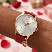Radley London Heart Dial Watch – Claret Leather Strap with Heart Charm