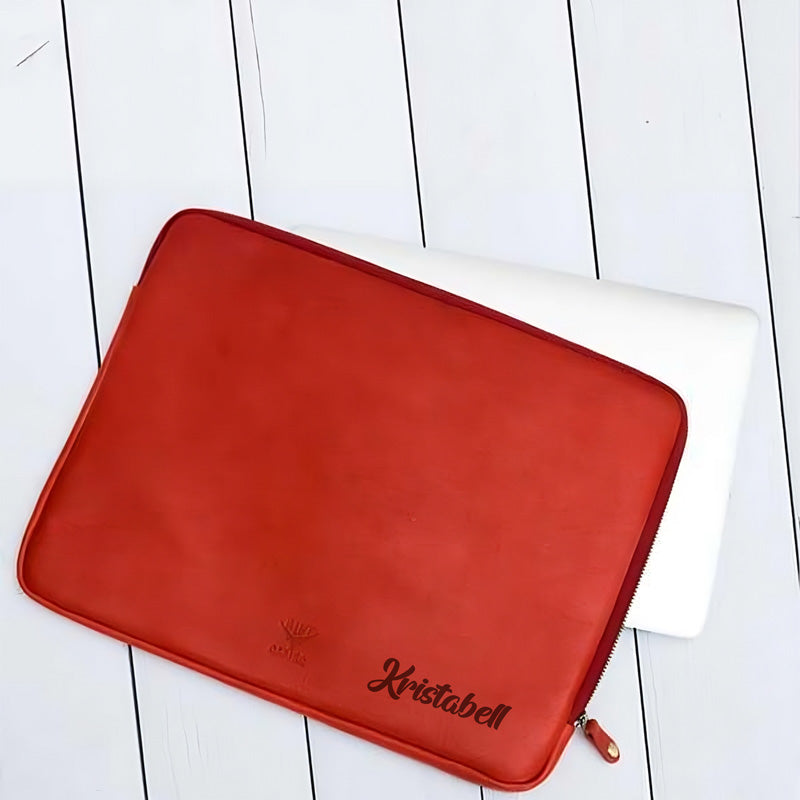 Genuine Leather Zip Around Hand Crafted Mac Book Sleeve
