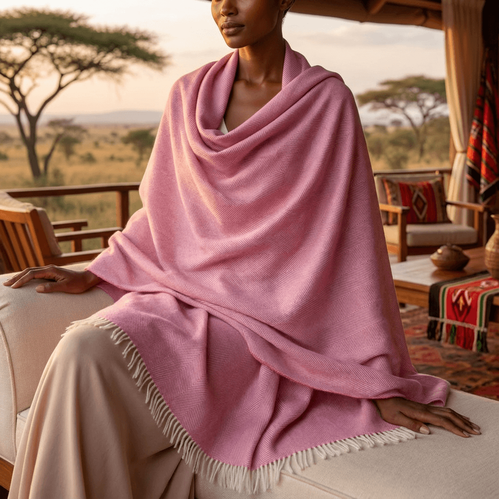 Kinalba Marquee Lipstick Pink Cashmere & Silk Scarf / Shawl