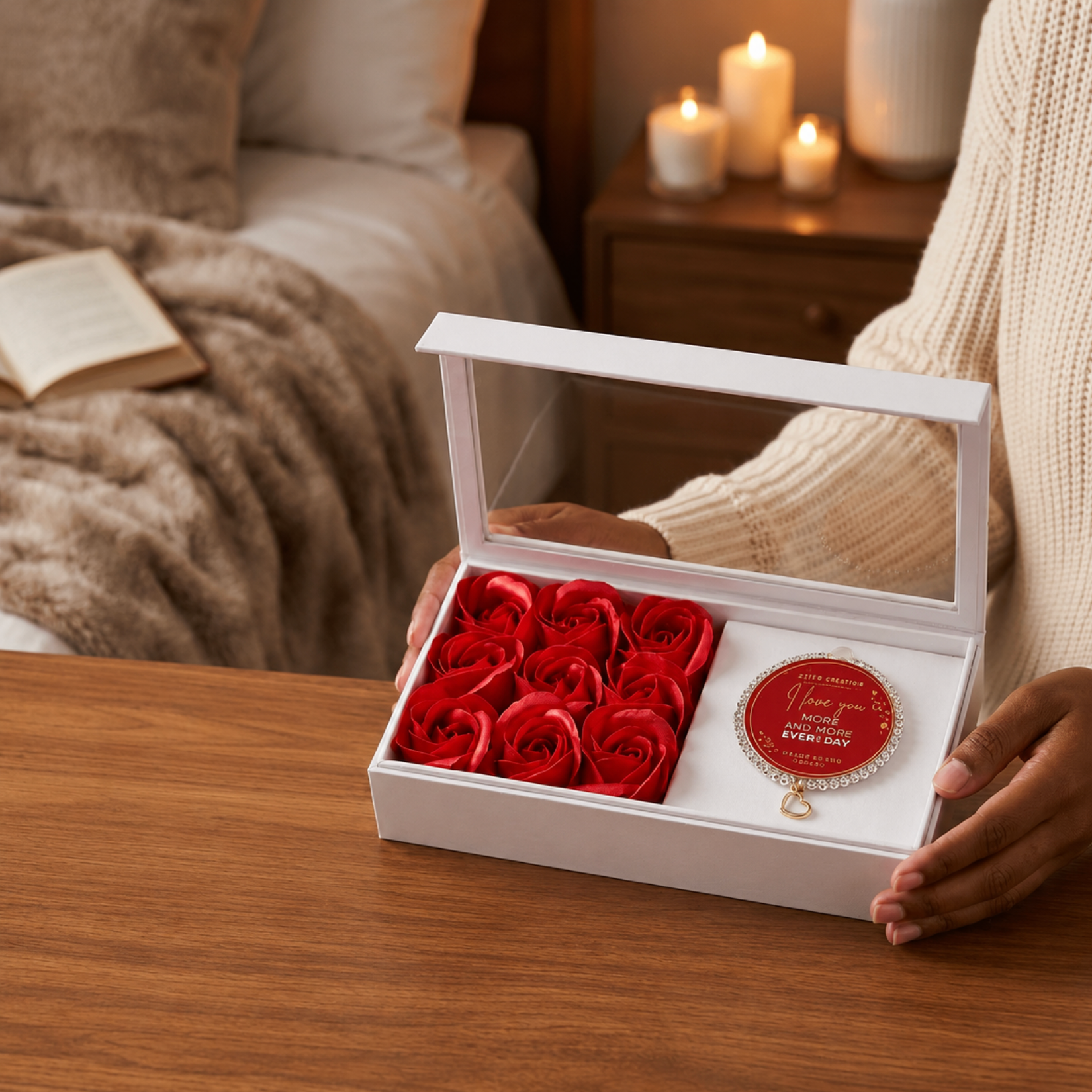 Love You More – Flower & Bracelet Gift Set
