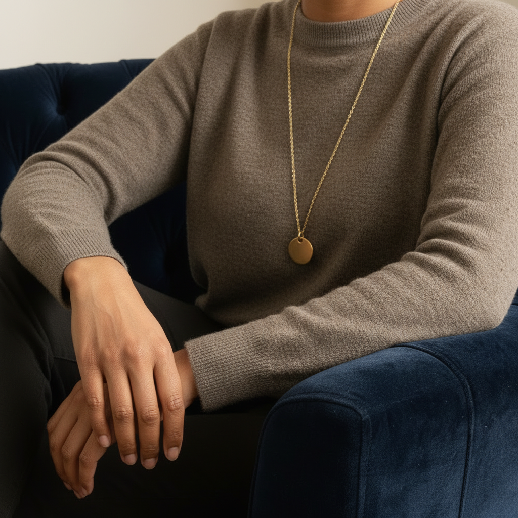 Round Disc Necklace – Gold Plated Round Pendant Jewellery