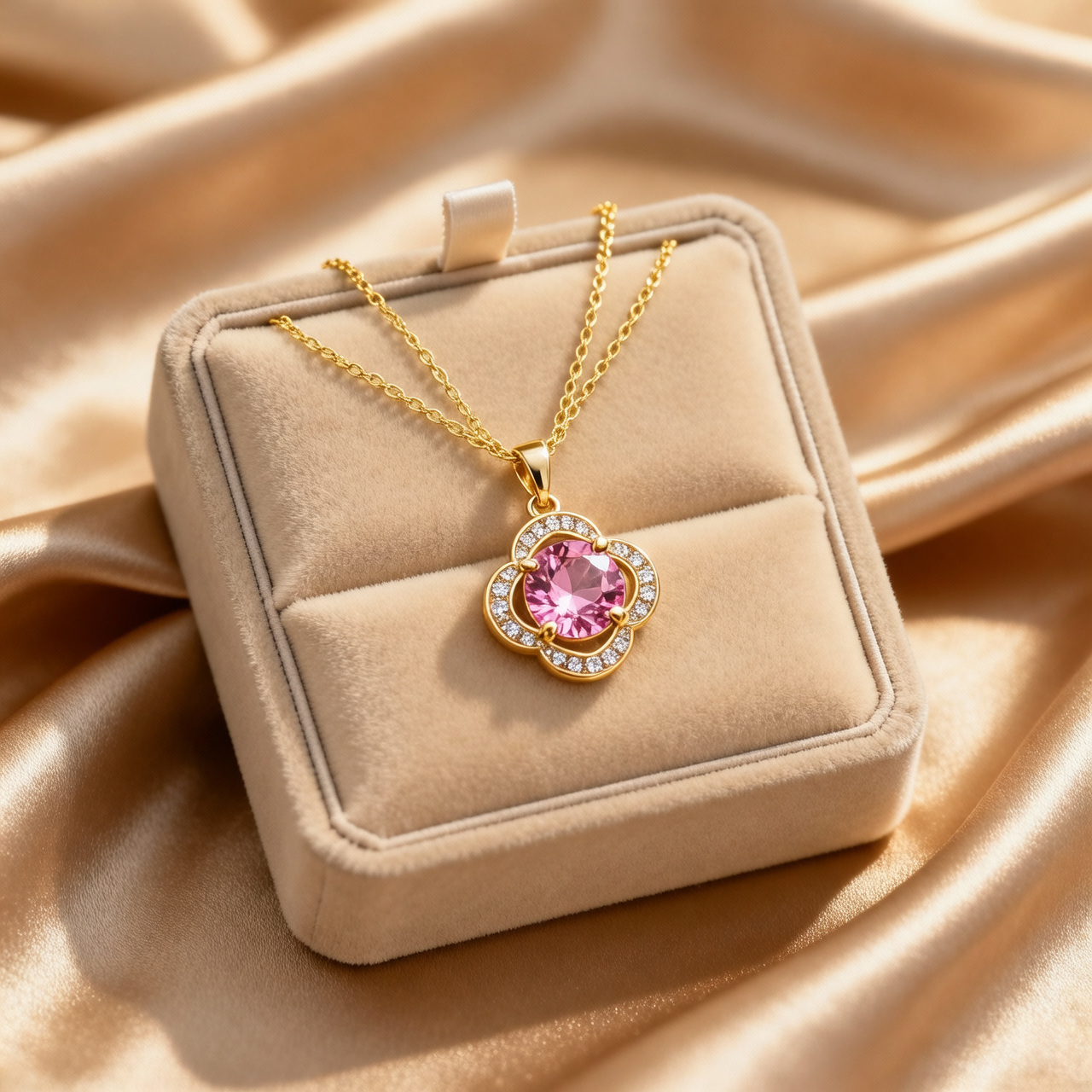 Royal Bloom Crystal Pendant Necklace – Swarovski® Quatrefoil Necklace
