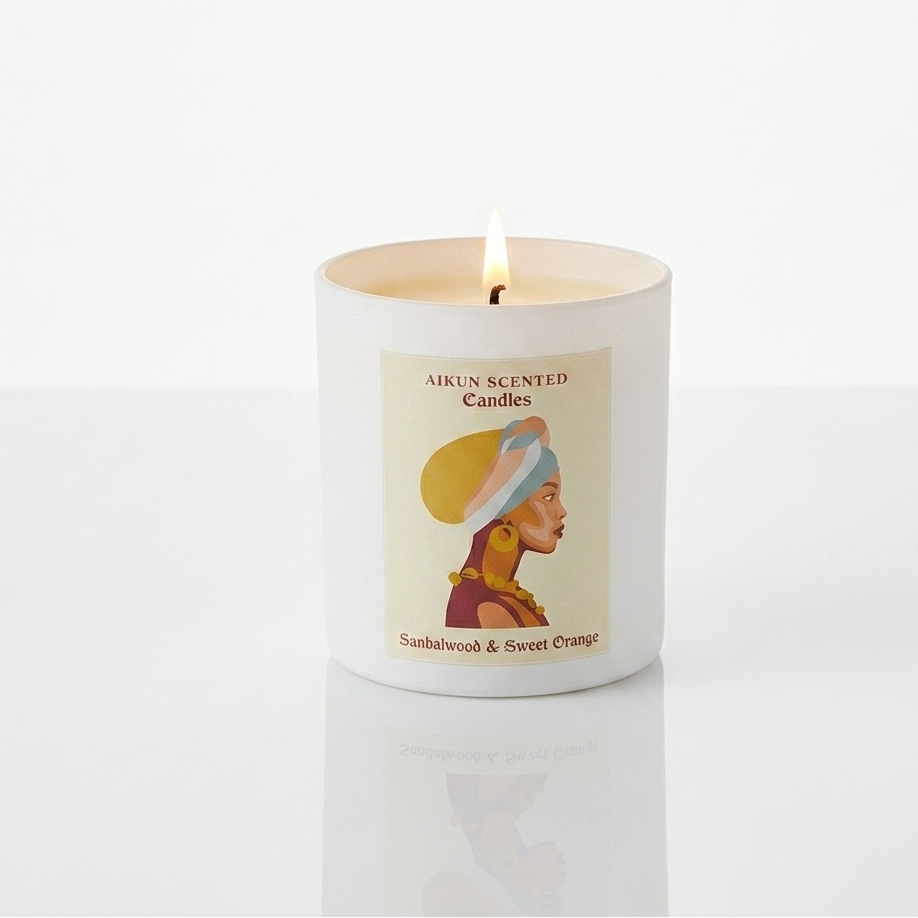 Aikun Scented Candle Jar – 400g Sandalwood & Sweet Orange Candle Jar