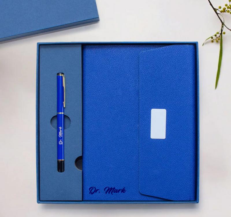 Personalised Blue Pen & Notebook Gift Set