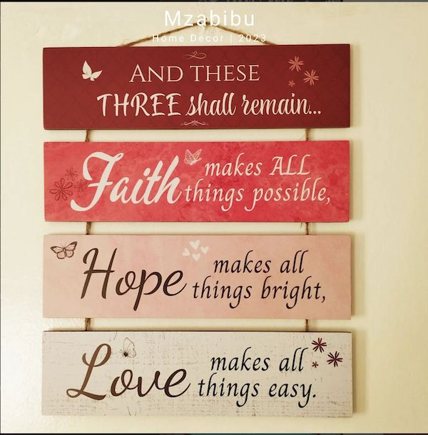 Faith, Hope, Love Wall Hanging Plaque