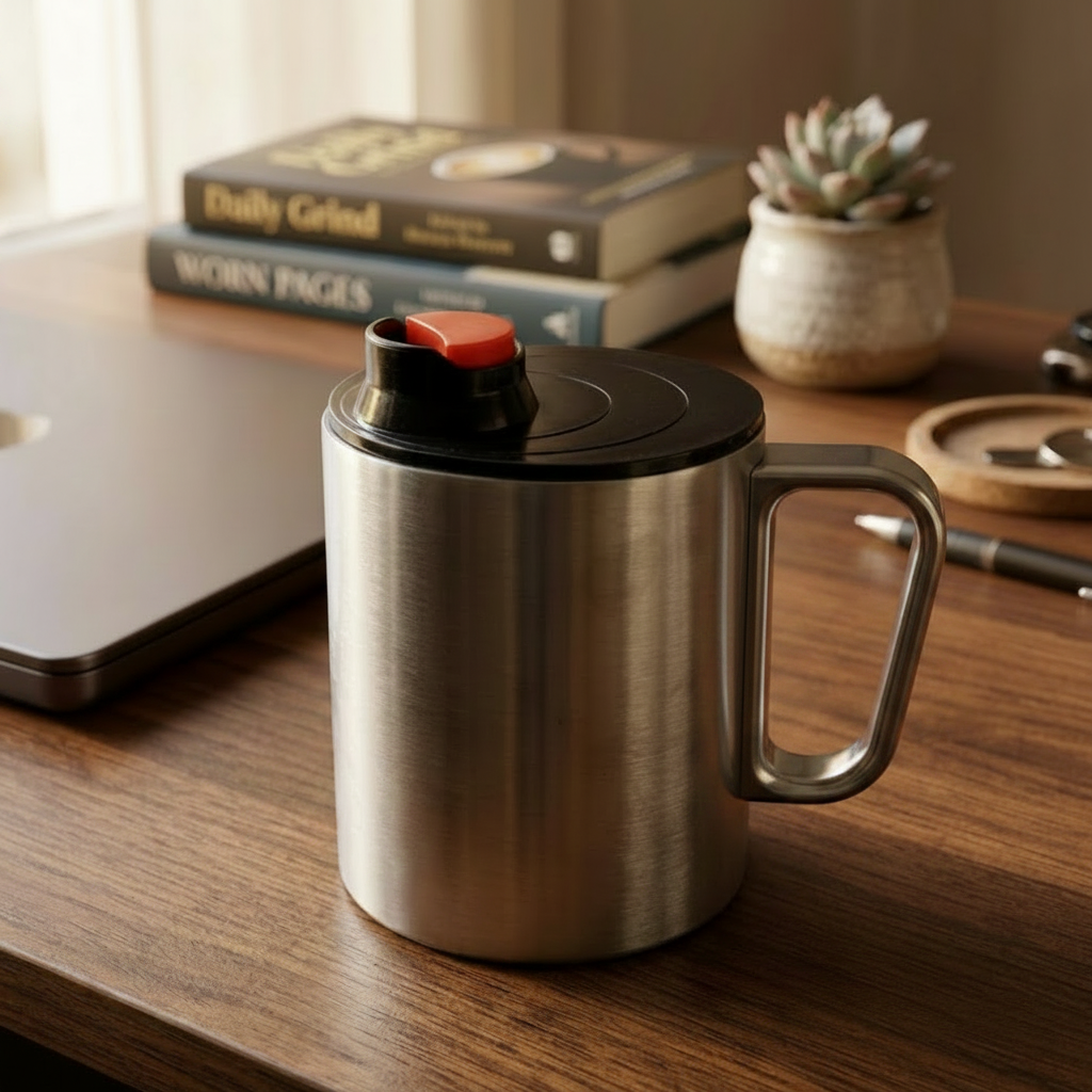 Adventure Carabiner Mug 220ml – Stainless Steel Travel Mug (Black, Green, Blue,Silver)
