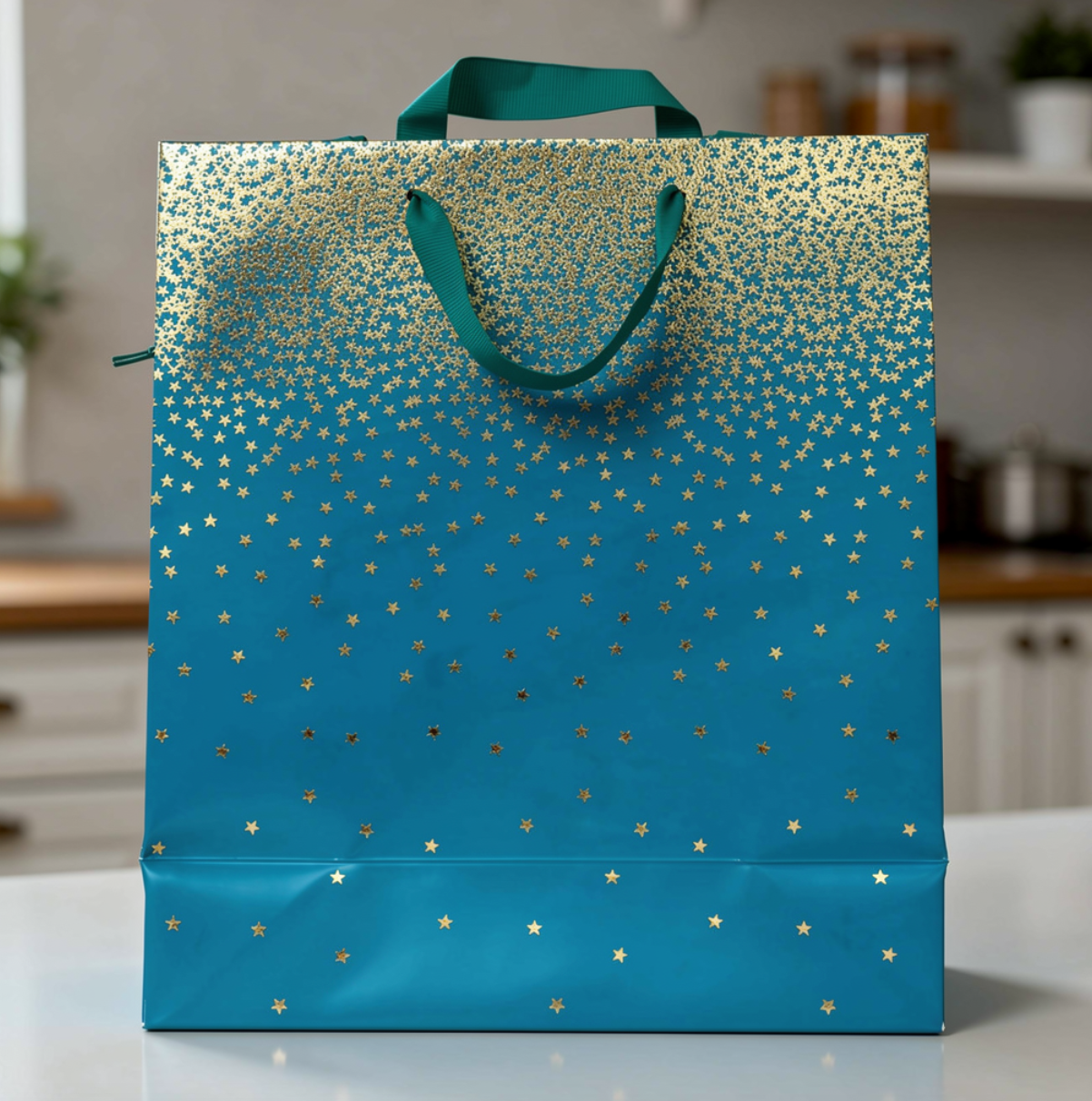 Teal Ombre Medium Gift Bag – Elegant Gradient Gift Packaging