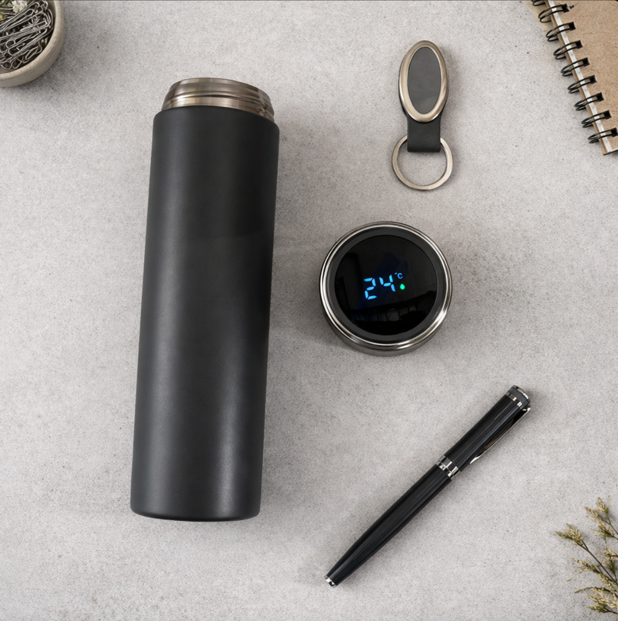 Executive Notebook Gift Set with A5 Notebook, Keyholder & 500 ml Tumbler