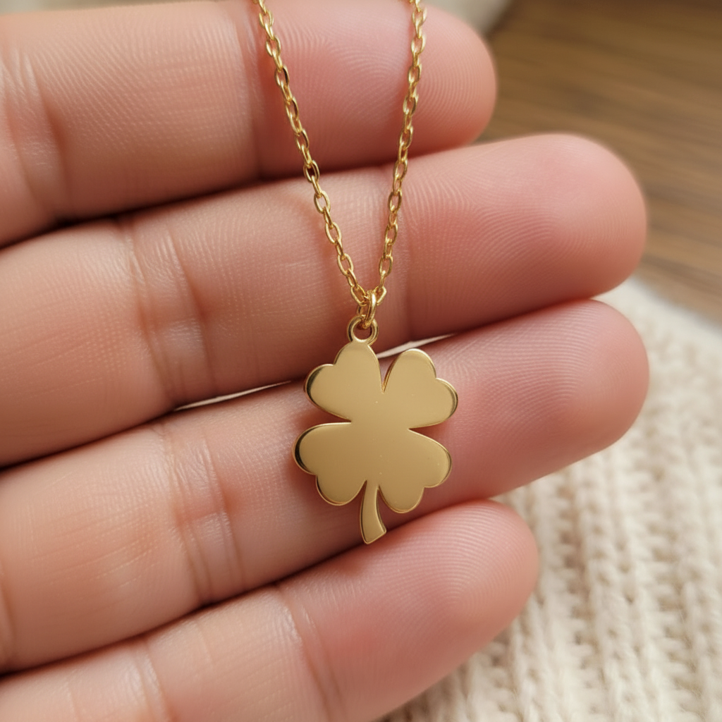 Lucky Clover Necklace – Gold Plated Brass Pendant Jewellery