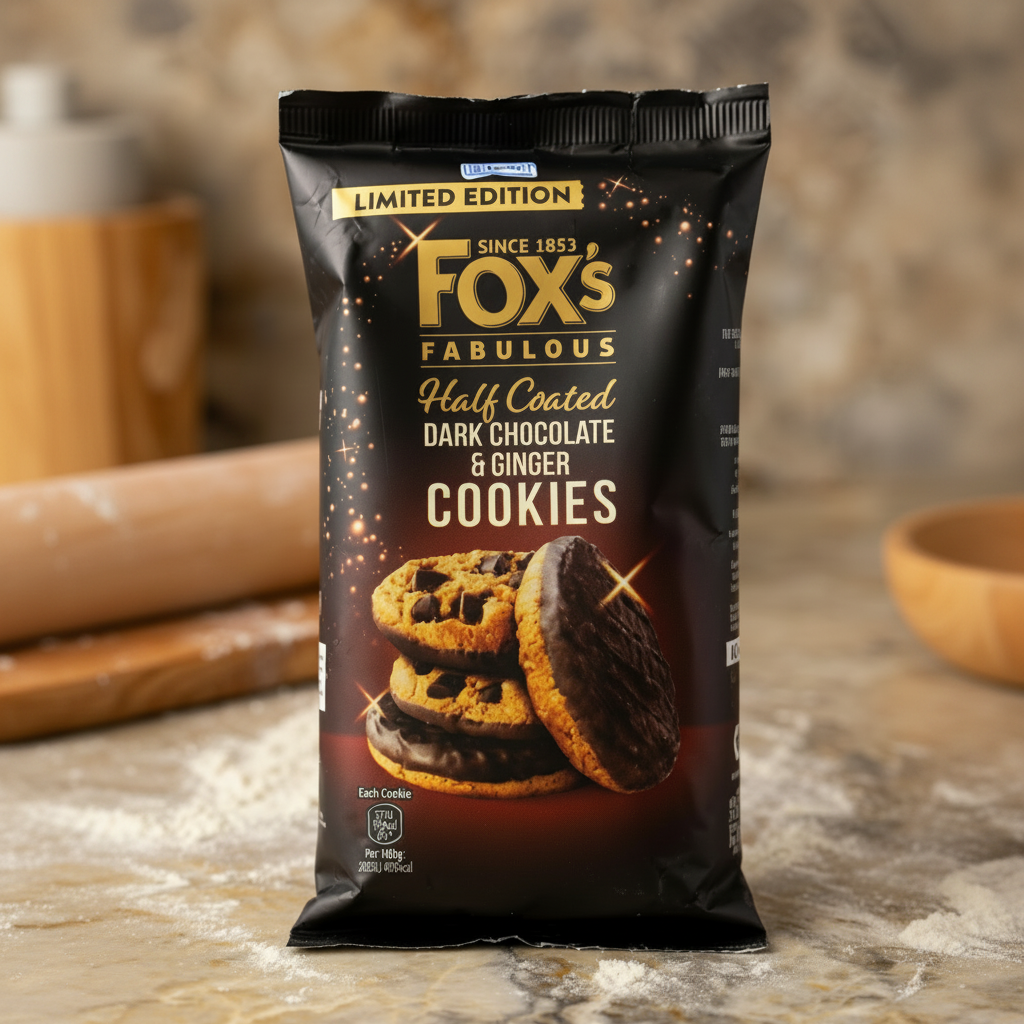 Fox’s Fabulous Half Coated Dark Chocolate & Ginger Cookies 300g