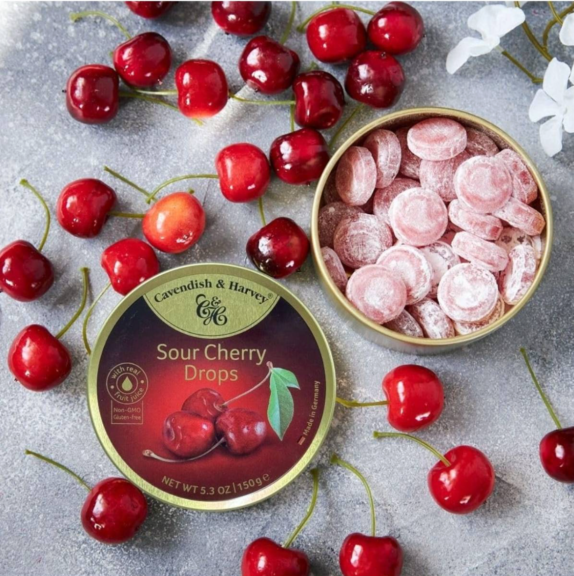 Sweets Original Cherry Bonbon Travel Sweets Tin – 200 g