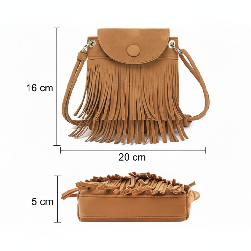 Women’s PU Leather Small Square Crossbody Bag – (20 × 16 × 5 cm) Chain Tassel Handbag