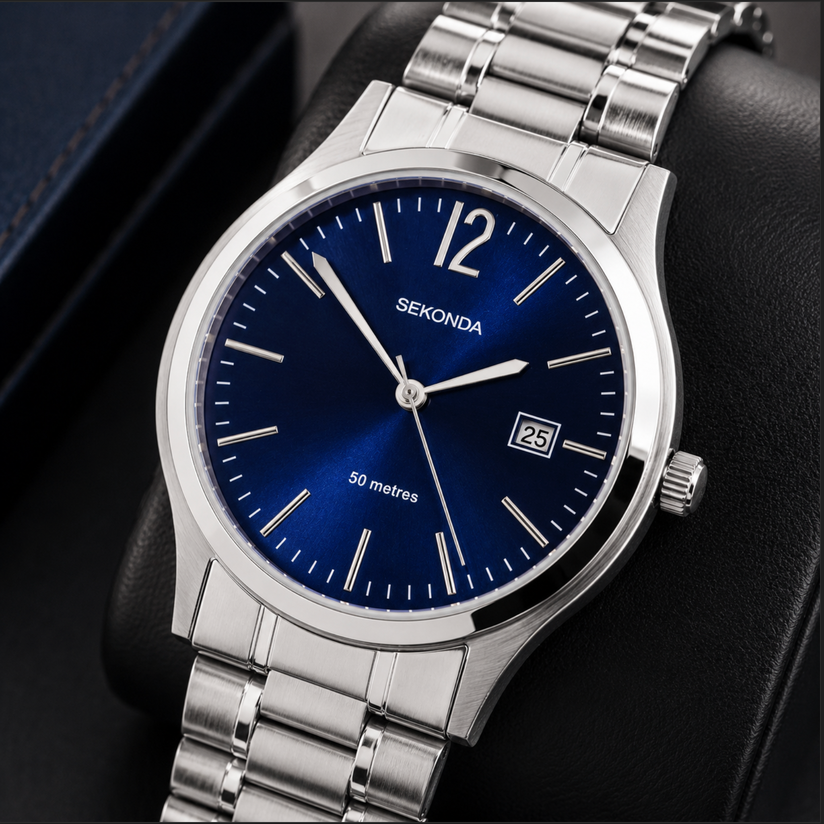 Sekonda Men's Classic Watch – Blue Dial & Silver Stainless Steel Bracelet (3728.71)