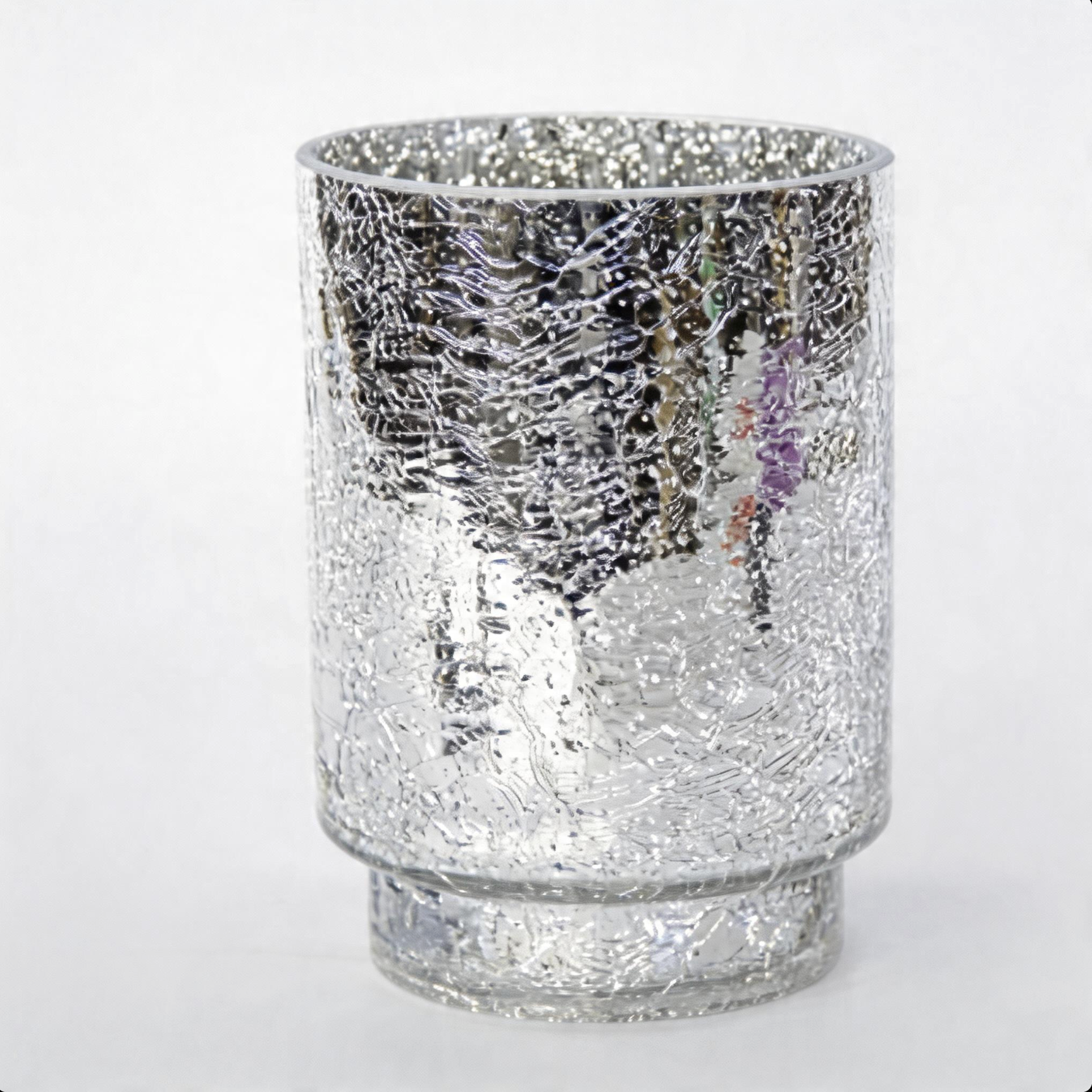 Cylinder Glass Candle Holder – Silver / Gold Large Decorative Holder (19 cm)