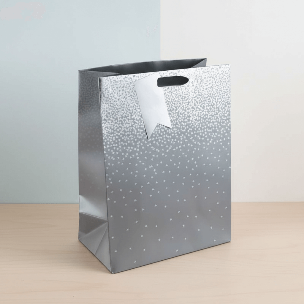 Silver Ombre Large Gift Bag – Wide Gusset