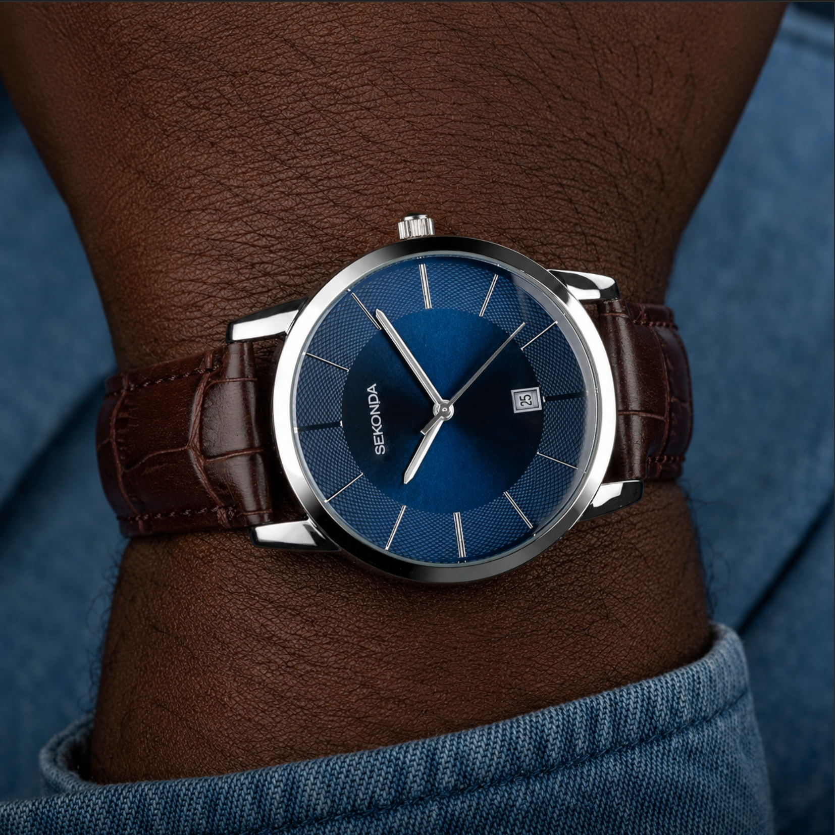 Sekonda Murphy Men's Watch – Blue Dial & Brown Leather Strap