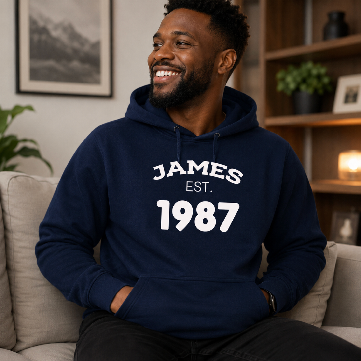 Personalised Navy Blue Hoodie - Name & Year