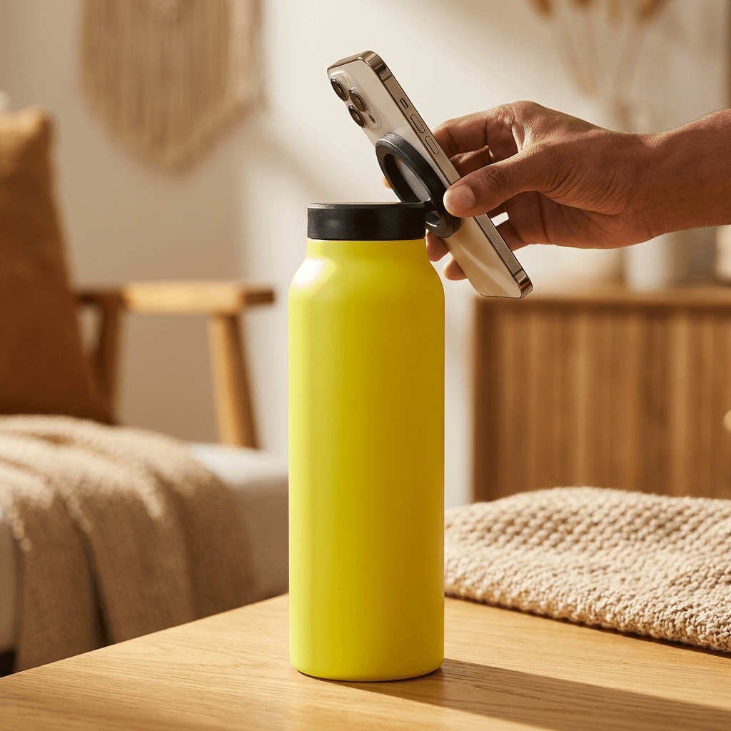 The SnapStand MagSafe Magnetic Water Bottle with Phone Holder, 750ml