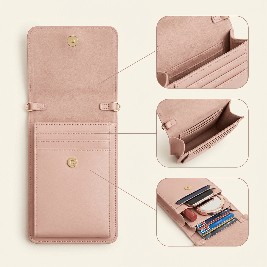Sophia PU Leather Crossbody Wallet – 22 × 19 × 4 cm Phone Wallet Bag