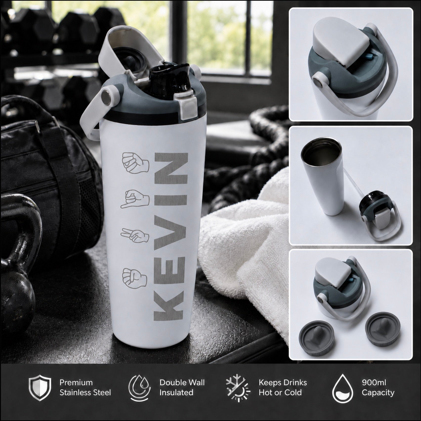 Personalised tumbler with hand-signed name artwork