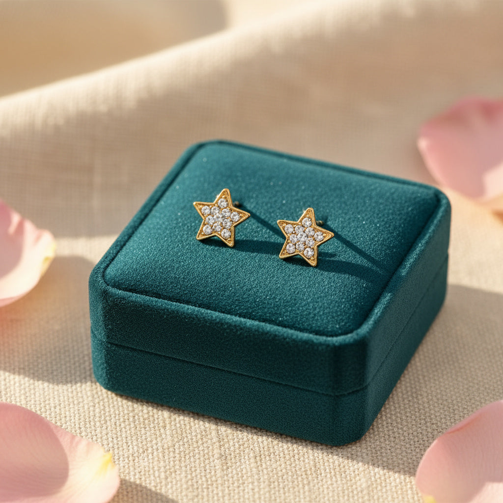 Sparkly Crystal Star Studs